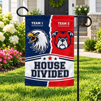 Personalized House Divided Garden Flag, 12x18 Double Sided Outdoor Decor, Team Rivalry Yard Flag, Custom Sports Decor, Rivalry Gift
