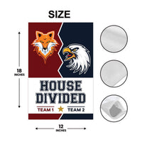 Personalized House Divided Garden Flag, 12x18 Double Sided Outdoor Decor, Team Rivalry Yard Flag, Custom Sports Decor, Rivalry Gift