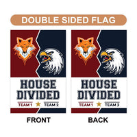 Personalized House Divided Garden Flag, 12x18 Double Sided Outdoor Decor, Team Rivalry Yard Flag, Custom Sports Decor, Rivalry Gift