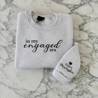In My Engaged Era Embroidered Sweatshirt, Future Mrs Custom Name Hoodie, Bride to Be Long Sleeve Shirt, Aesthetic Shirt, Cozy Gift for Her