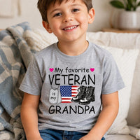 My Favorite Veteran Grandpa Baby Shirt, Patriotic Grandchild Tee, Veterans Day Toddler T-Shirt, Military Family Outfit, Gift for Grandpa