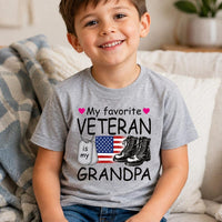 My Favorite Veteran Grandpa Baby Shirt, Patriotic Grandchild Tee, Veterans Day Toddler T-Shirt, Military Family Outfit, Gift for Grandpa