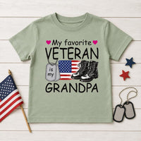 My Favorite Veteran Grandpa Baby Shirt, Patriotic Grandchild Tee, Veterans Day Toddler T-Shirt, Military Family Outfit, Gift for Grandpa
