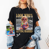 Personalized Bride Photo Shirt, Custom Look Who's Getting Married Tee, Funny Bachelorette Party Top, Bridal Shower Outfit, Gift for Bride