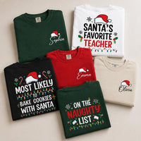 Personalized Most Likely To Christmas Shirt, Custom Name Santa Challenge Tee, Funny Front Back Print, Holiday Party Outfit, Christmas Gift