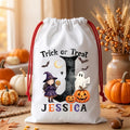 Personalized Drawstring Sack, Trick or Treat Halloween Bag with Name, Kids Candy Sack, Custom Initial Gift Bag, Halloween Keepsake