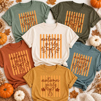 Autumn Girly Thanksgiving Shirt, Cute Fall Bow Graphic Tee, Pumpkin Orange Striped T Shirt, Cozy Harvest Season Outfit, Thanksgiving Gift