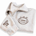 Football Mama Embroidered Quarter Zip Sweatshirt, Custom Player Name Sleeve, Mama Cozy Pullover, Football Sideline Mom, Gift for Mom