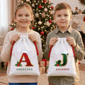 Personalized Santa Sack, Name Initial Christmas Toy Sack, Custom Monogram Gift Bag for Kids, Monogram Christmas Sack, Kids Christmas Gift