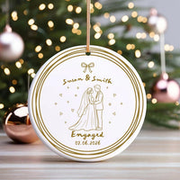 Custom Anniversary Ceramic Ornament, Couple Names and Date Keepsake, Wedding Cake Design, Couple Christmas Ornament, Newlywed Gift