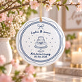 Custom Anniversary Ceramic Ornament, Couple Names and Date Keepsake, Wedding Cake Design, Couple Christmas Ornament, Newlywed Gift