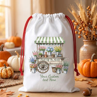 Personalized Flower Market Santa Sack, Floral Christmas Toy Sack with Custom Name, Large Gift Bag, Aesthetic Present Sack, Keepsake Gift