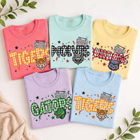 Custom School Mascot Sweatshirt, Personalized Team Name Crewneck, Custom Sport Sweatshirt, Retro Gingham Spirit Wear, Gift for Athlete