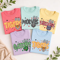 Custom School Mascot Sweatshirt, Personalized Team Name Crewneck, Custom Sport Sweatshirt, Retro Gingham Spirit Wear, Gift for Athlete