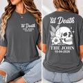 Personalized Til Death Couple Shirt, Custom Last Name Date Tee, Gothic Skull Hoodie, Halloween Wedding Shirt, Anniversary Gift, Front Back