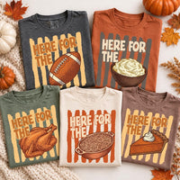 Custom Thanksgiving Shirt, Here for the Food Tee, Choose Your Favorite Feast Design, Retro Turkey Day Graphic Tee, Thanksgiving Gift