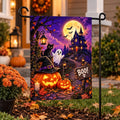 Haunted House Halloween Garden Flag, 12x18 Inch Double Sided Yard Flag, Spooky Porch Decor, Pumpkin Ghost Outdoor Decor, Halloween Gift