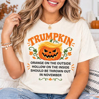 Trumpkin Halloween Shirt, Political Satire Pumpkin Tee, Funny Quote T-Shirt, Orange Hollow November Fall Graphic Top, Sarcastic Gift