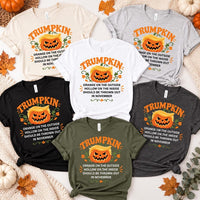 Trumpkin Halloween Shirt, Political Satire Pumpkin Tee, Funny Quote T-Shirt, Orange Hollow November Fall Graphic Top, Sarcastic Gift