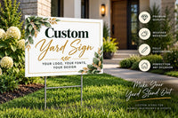 Custom Design Yard Sign - Coroplast Personalized Yard Sign, Custom Lawn Sign, Custom Upload Your Own Design Yard Sign with Metal H-Stake
