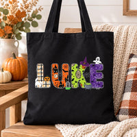 Personalized Halloween Canvas Tote Bag, Custom Name Trick or Treat Bag, Spooky Name Bag, Reusable Cotton Tote, Halloween Party Gift