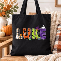 Personalized Halloween Canvas Tote Bag, Custom Name Trick or Treat Bag, Spooky Name Bag, Reusable Cotton Tote, Halloween Party Gift
