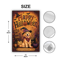 Personalized Golden Retriever Halloween Garden Flag, 12x18 Double Sided Yard Flag, Spooky Porch Decor, Custom Dog Name, Pet Lover Gift