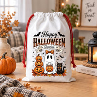 Personalized Halloween Treat Sack, Custom Trick or Treat Bag with Name, Kids Candy Sack, Reusable Drawstring Bag, Halloween Gift for Kids
