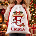Personalized Initial Santa Sack, Christmas Toy Sack with Name, Large Reusable Kids Holiday Bag, Named Santa Gift Bag, Kids Christmas Gift