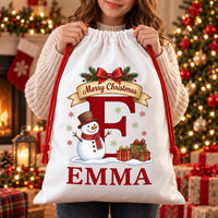Personalized Initial Santa Sack, Christmas Toy Sack with Name, Large Reusable Kids Holiday Bag, Named Santa Gift Bag, Kids Christmas Gift