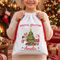 Personalized Santa Sack, Special Delivery Christmas Toy Sack with Name, Large Gift Bag, Personalized Present Sack, Kids Christmas Gift