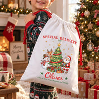 Personalized Santa Sack, Special Delivery Christmas Toy Sack with Name, Large Gift Bag, Personalized Present Sack, Kids Christmas Gift