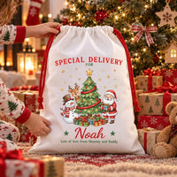 Personalized Santa Sack, Special Delivery Christmas Toy Sack with Name, Large Gift Bag, Personalized Present Sack, Kids Christmas Gift