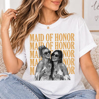 Custom Maid of Honor Photo Shirt, Personalized Bridal Party Tee, Wedding Photo Keepsake Shirt, Bachelorette Outfit, Bridal Party Gift