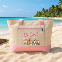 Personalized Veterinarian Tote Bag with Zipper, Custom Name Canvas Tote, Pet Lover Canvas Bag, Vet Clinic Gear, Gift for Veterinarian
