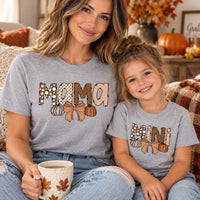 Personalized Mama and Mini Matching Shirt, Custom Mom and Child Fall Tee, Pumpkin Family Outfit, Sleeve Name Shirt, Custom Family Gift