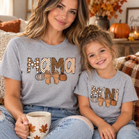 Personalized Mama and Mini Matching Shirt, Custom Mom and Child Fall Tee, Pumpkin Family Outfit, Sleeve Name Shirt, Custom Family Gift