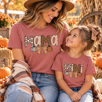 Personalized Mama and Mini Matching Shirt, Custom Mom and Child Fall Tee, Pumpkin Family Outfit, Sleeve Name Shirt, Custom Family Gift