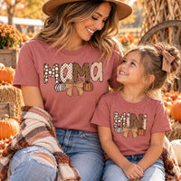 Personalized Mama and Mini Matching Shirt, Custom Mom and Child Fall Tee, Pumpkin Family Outfit, Sleeve Name Shirt, Custom Family Gift
