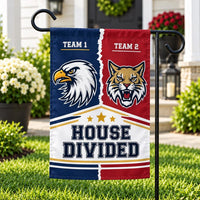 Personalized House Divided Garden Flag, 12x18 Double Sided Outdoor Decor, Team Rivalry Yard Flag, Custom Sports Decor, Rivalry Gift