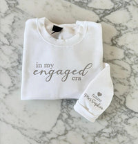 In My Engaged Era Embroidered Sweatshirt, Future Mrs Custom Name Hoodie, Bride to Be Long Sleeve Shirt, Aesthetic Shirt, Cozy Gift for Her