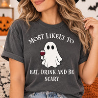 Personalized Most Likely To Halloween Shirt, Custom Funny Drinking Ghost Tee, Matching Family Shirts, Halloween Party Tee, Gift for Friend