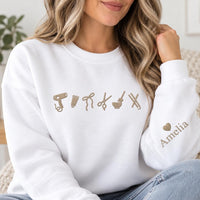 Hairstylist Embroidered Sweatshirt, Hairdresser Hoodie, Custom Name Salon Shirt, Hairstylist Crewneck, Personalized Hairdresser Gift