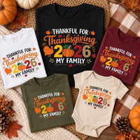 Thankful for Thanksgiving 2026 Family Shirt, Matching Thanksgiving Tee, Turkey Pumpkin Fall Shirt, Family Dinner Outfit, Holiday Gift