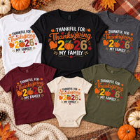 Thankful for Thanksgiving 2026 Family Shirt, Matching Thanksgiving Tee, Turkey Pumpkin Fall Shirt, Family Dinner Outfit, Holiday Gift