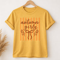 Autumn Girly Thanksgiving Shirt, Cute Fall Bow Graphic Tee, Pumpkin Orange Striped T Shirt, Cozy Harvest Season Outfit, Thanksgiving Gift