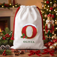 Personalized Santa Sack, Name Initial Christmas Toy Sack, Custom Monogram Gift Bag for Kids, Monogram Christmas Sack, Kids Christmas Gift