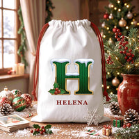 Personalized Santa Sack, Name Initial Christmas Toy Sack, Custom Monogram Gift Bag for Kids, Monogram Christmas Sack, Kids Christmas Gift