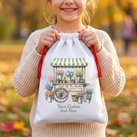 Personalized Flower Market Santa Sack, Floral Christmas Toy Sack with Custom Name, Large Gift Bag, Aesthetic Present Sack, Keepsake Gift