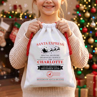 Personalized Santa Sack, Santa Express Special Delivery with Name, Large Christmas Toy Sack, Reusable Holiday Gift Bag, Christmas Eve Gift